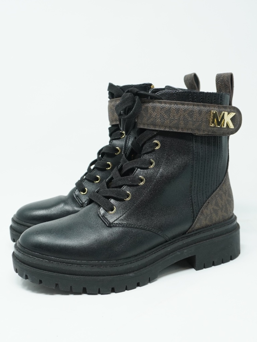 NEW Michael Kors Stark Logo and Leather Combat Boot, Size 6